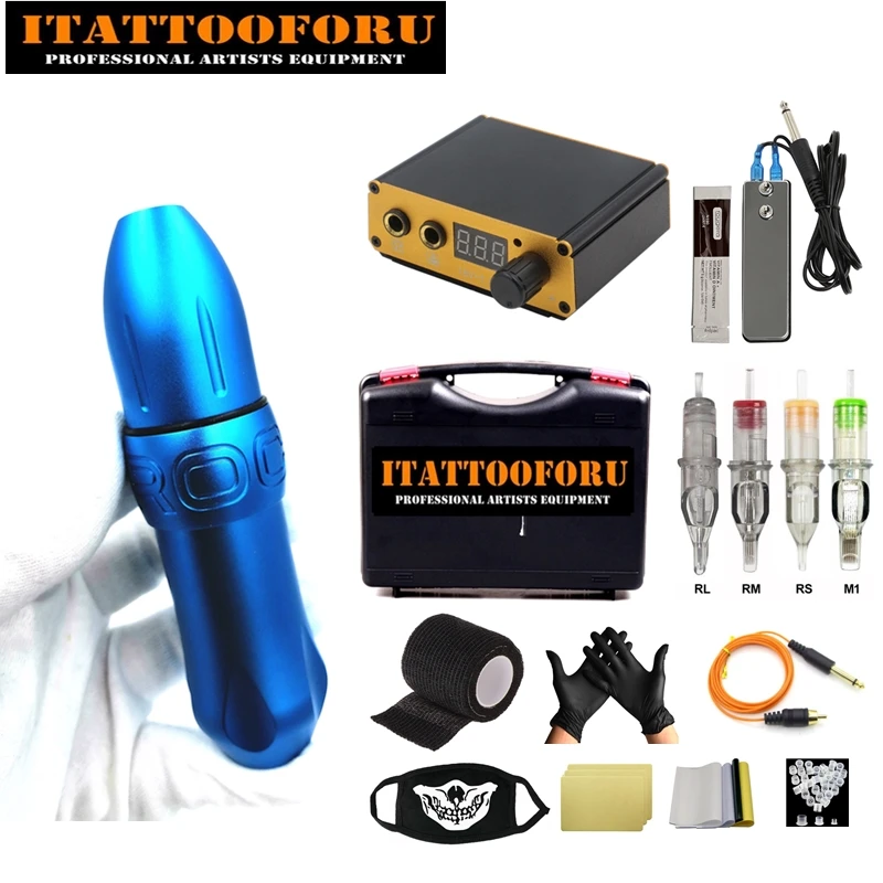 Профессиональный набор для татуировок вращающаяся машинка с ЖК-дисплеем полный