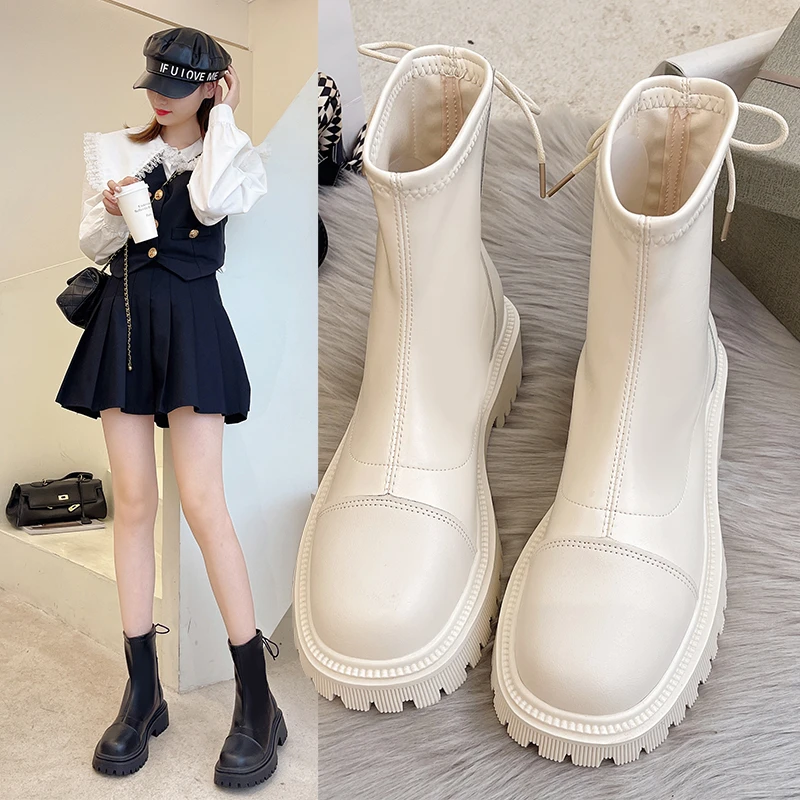 

Модная зимняя женская обувь, женские ботинки на толстой подошве, утепленная Водонепроницаемая женская обувь на платформе и высоком каблуке...