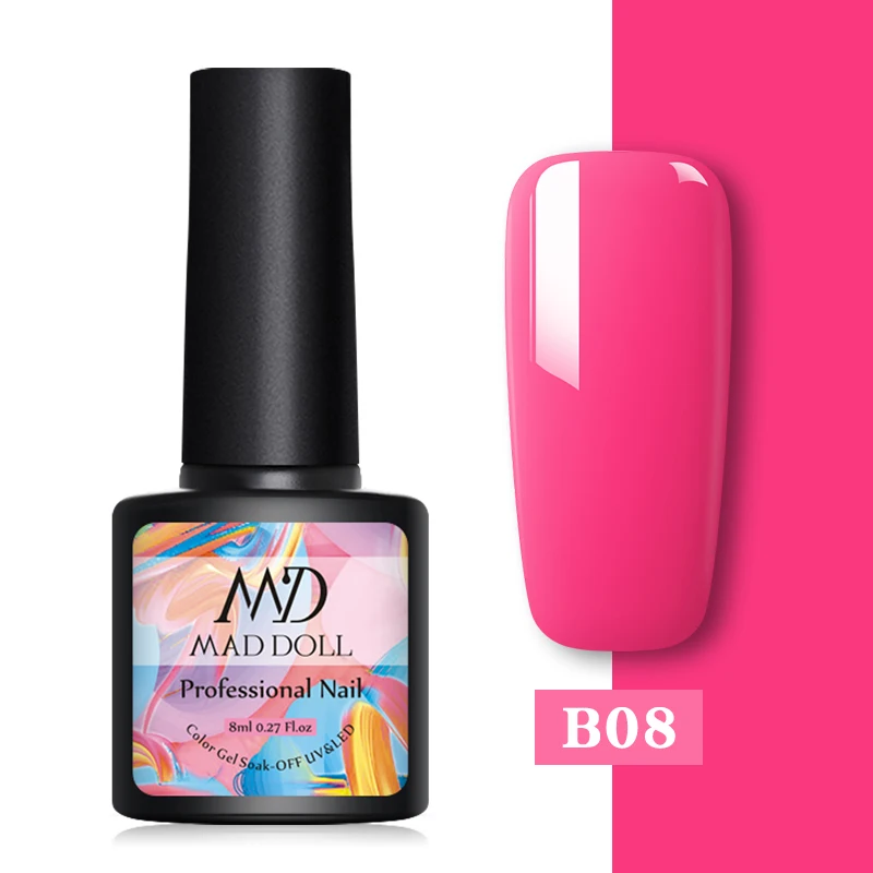 B08 MAD DOLL, Термальный гель для ногтей, меняющий цвет, блестки, отмачиваются, УФ-гель для ногтей, лак для ногтей, дизайн ногтей, сделай сам, украшение - Цвет: B08