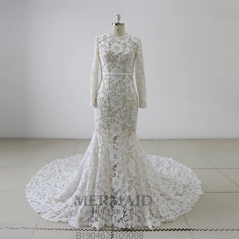 Венецианское свадебное платье с длинным рукавом и юбкой-годе 2020 | Свадьбы