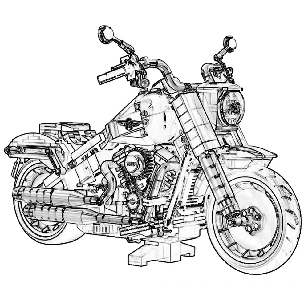 

Building Blocks 1037PCS Harleyinglys Motorcycle Fat Boy Vehicle Set Bricks Toys For Boys Children Gift