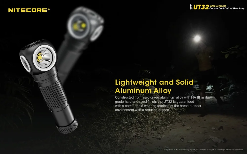 NITECORE UT32 CREE XP-L2 V6 светодиодный 1100 люмен uitra компактный коаксиальный двойной выходной налобный фонарь