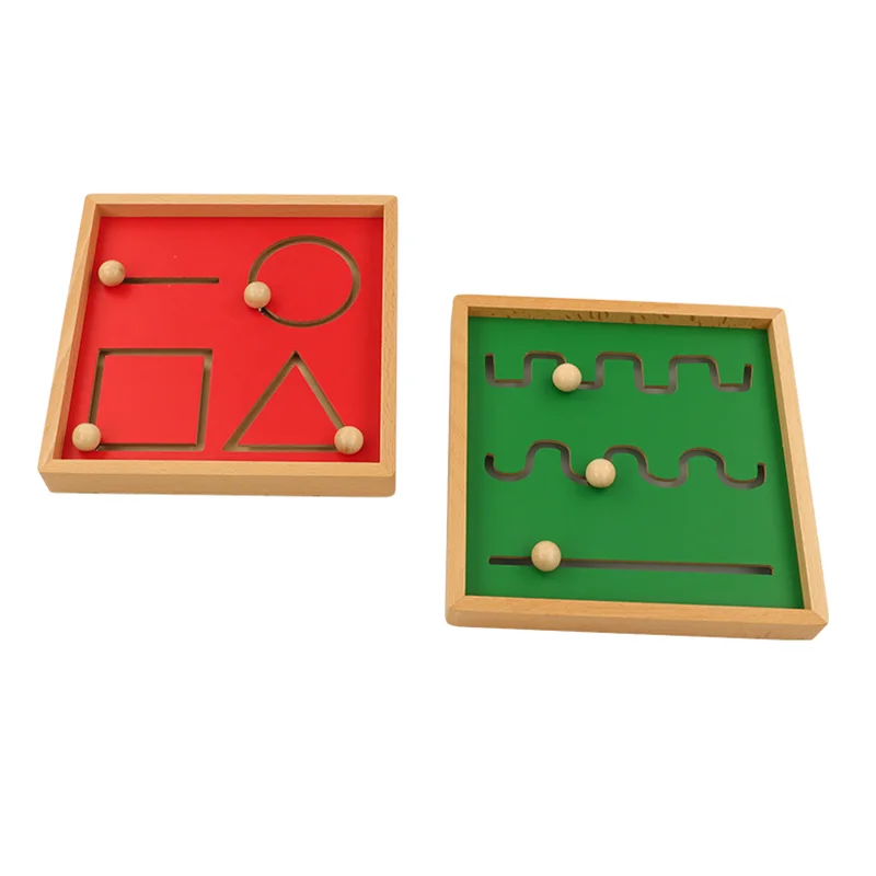 Juguetes Educativos Montessori para preparaci&oacute;n de escritura, tabla de madera curva de l&iacute;neas rectas/formas geom&eacute;tricas para entrenamiento de dedos, Juego de 2 unidades-2