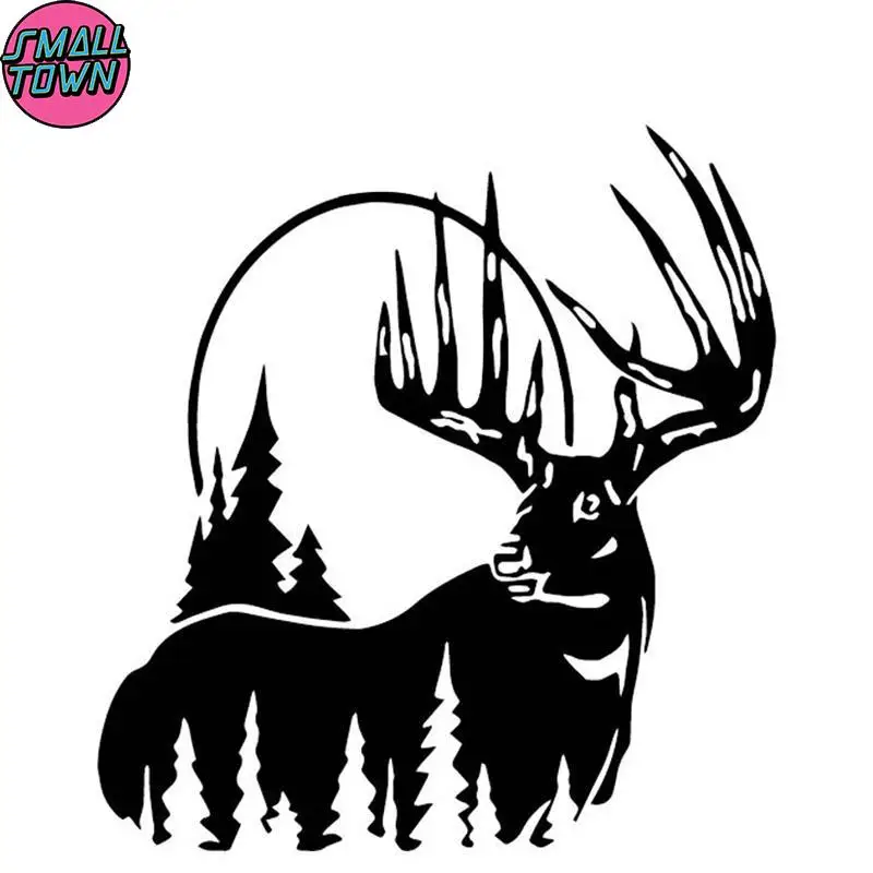 

Small Town 16CM*17.2CM Deer Fashion Scenery Decorate Car Sticker Car Trunk Vinyl Decal Black/Silver C4-1929