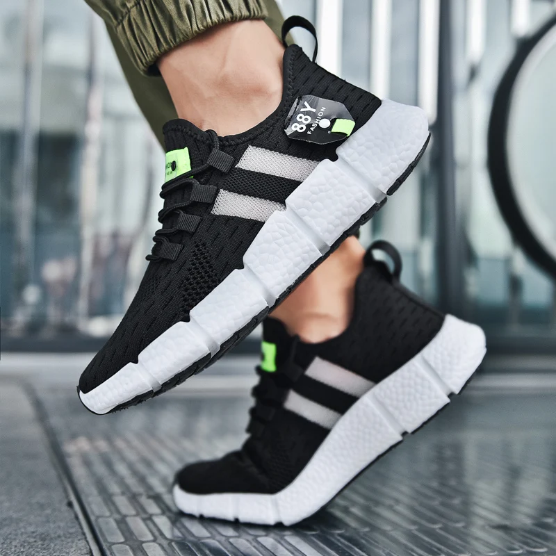 SMS New Men Shoes Summer Running Shoes Men Lace-up Sneakers Trainers Zapatillas Breathable Sports Shoes Outdoor Walking Sneakers