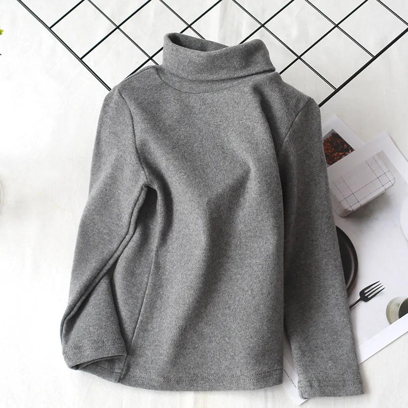 dark gray Теплая блузка для девочек; коллекция года; осенняя одежда для малышей; хлопковые школьные Блузы; топы с длинными рукавами; однотонные футболки; детские базовые Блузы для малышей - Цвет: dark gray