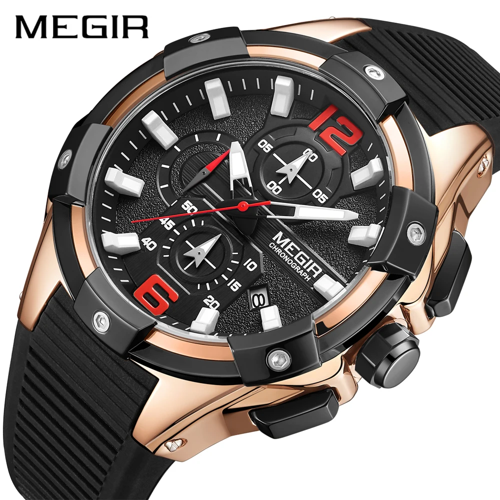 

Часы MEGIR Мужские Наручные с календарем, водонепроницаемые, 2161 г