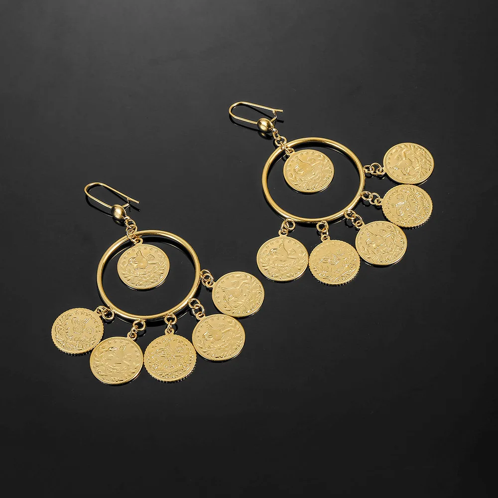 Ислам мусульманских древние монеты серьги золотые Цвет арабских деньги знак
