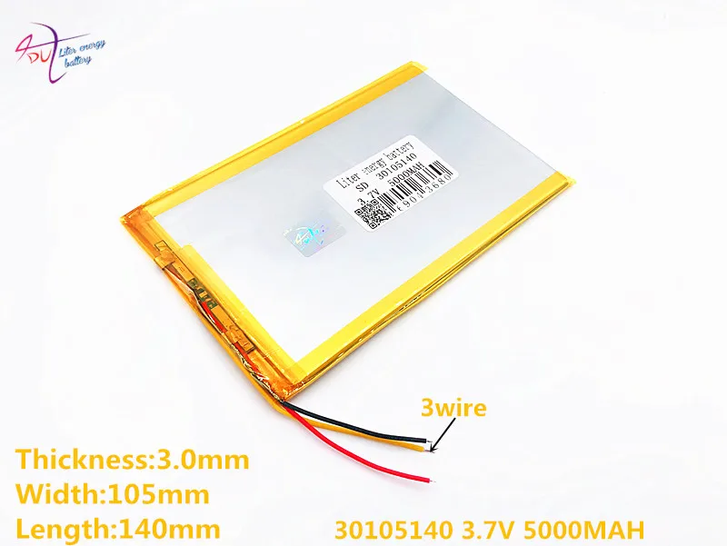 3 линия литиевая батарея полимерный литиевый 3,7 V 5000MAH 30105140 планшет Сделано в Китае литий-ионная аккумуляторная батарея