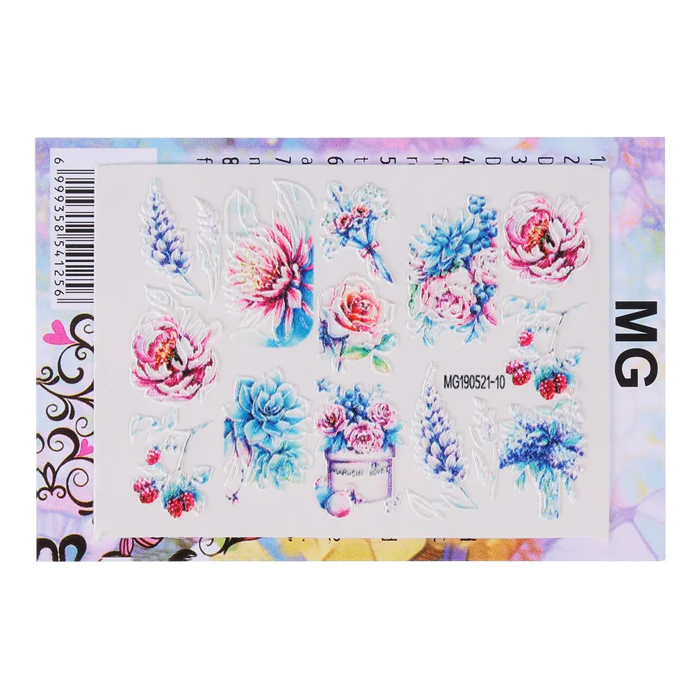 3D Acrylic Engraved Nail Sticker Beautiful Dancing Gril Snow Shape Water Decals Empaistic Nail Water Slide Decals DIY Nail Art - Color: 003