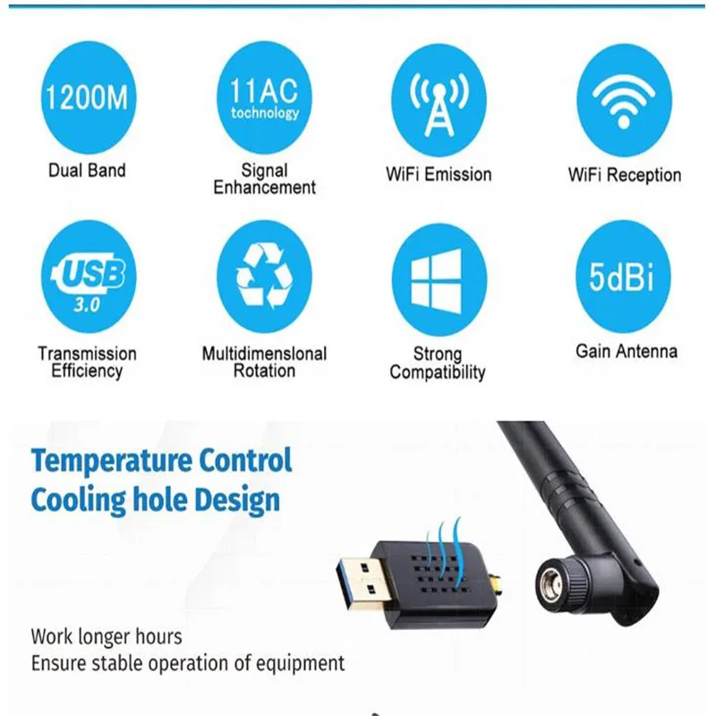 Wi-Fi адаптер AC650Mbps Беспроводной двухдиапазонный автоматическая установка USB 802.11ac