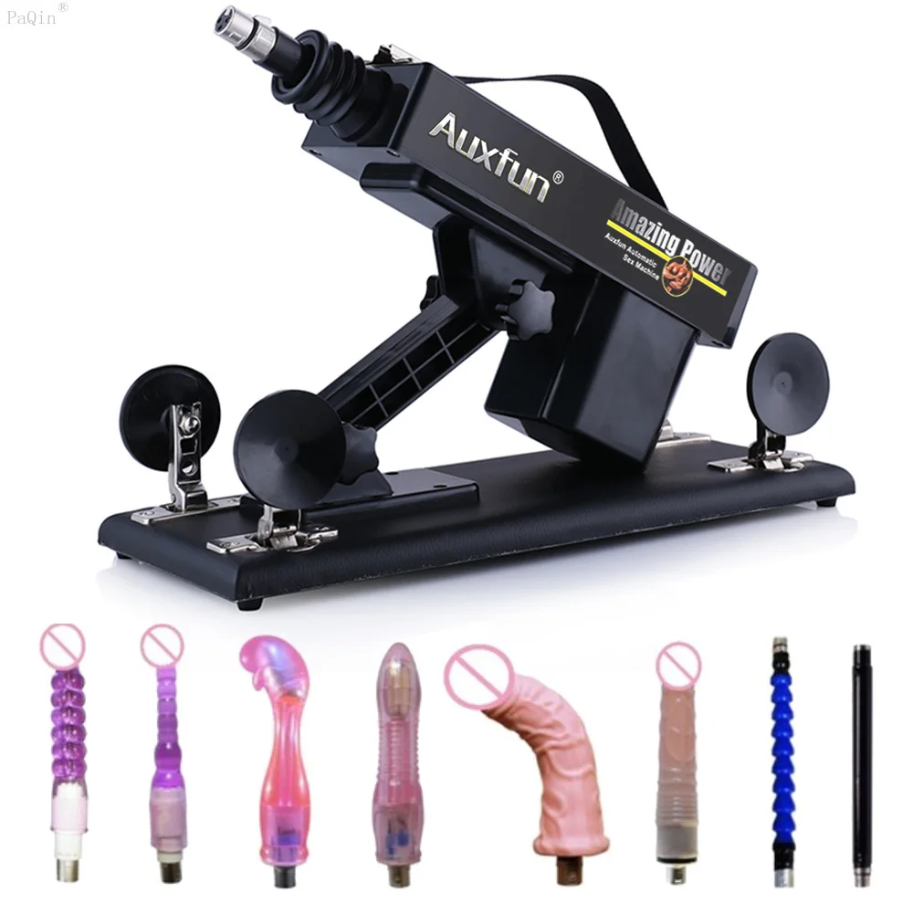 

Automatic Sex Machine with vibrating dildos Retractable Pumping gun with 8PCS attachments Charger for any countries sex products