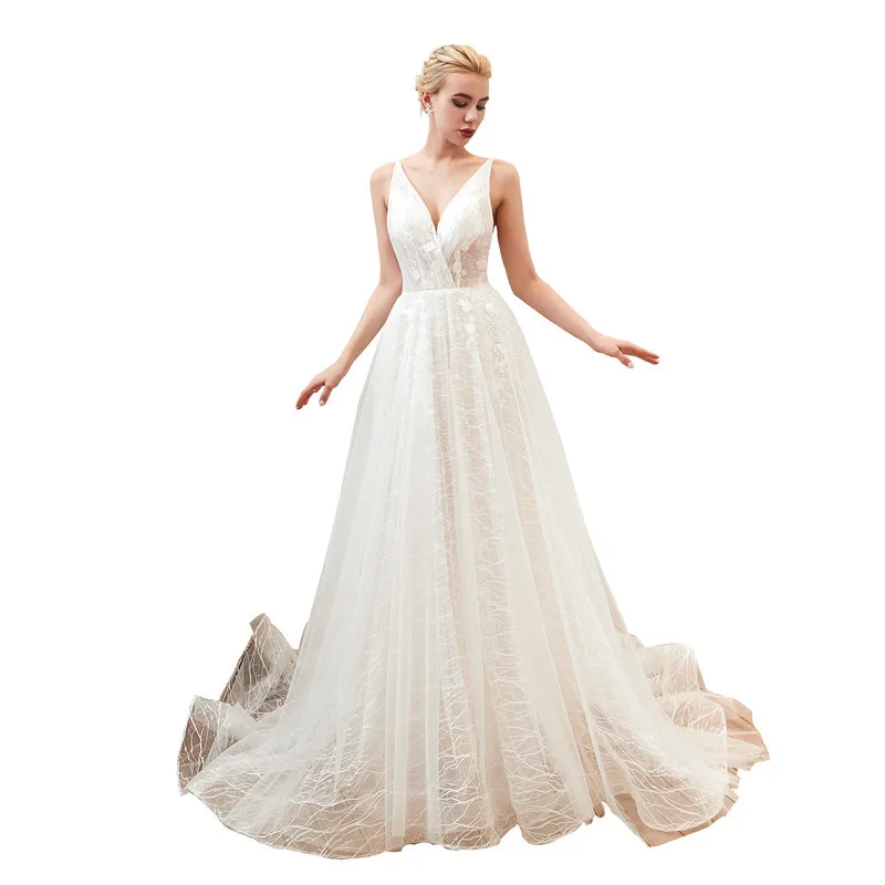 A line белый слоновая кость Тюль свадебное платье невесты 2019 пляжные богемные