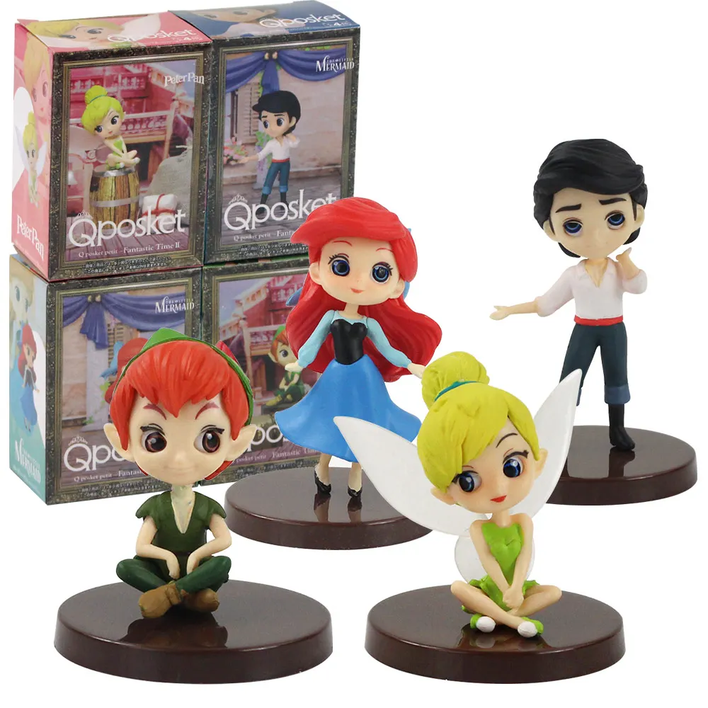 4 шт./лот Q фигурки принцесс Tinkerbell маленькая Русалочка Ариэль Питер Пэн принц Эрик