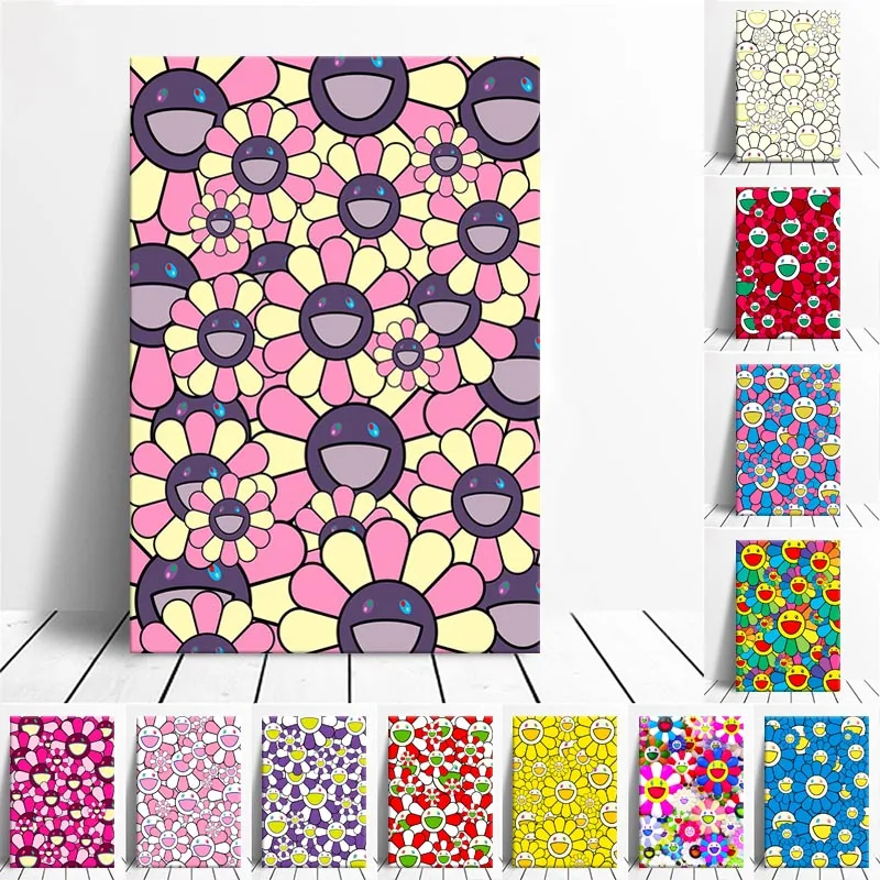

Canvas painting colorful happy sun flower posters and prints living room decoration wall art picture frameless