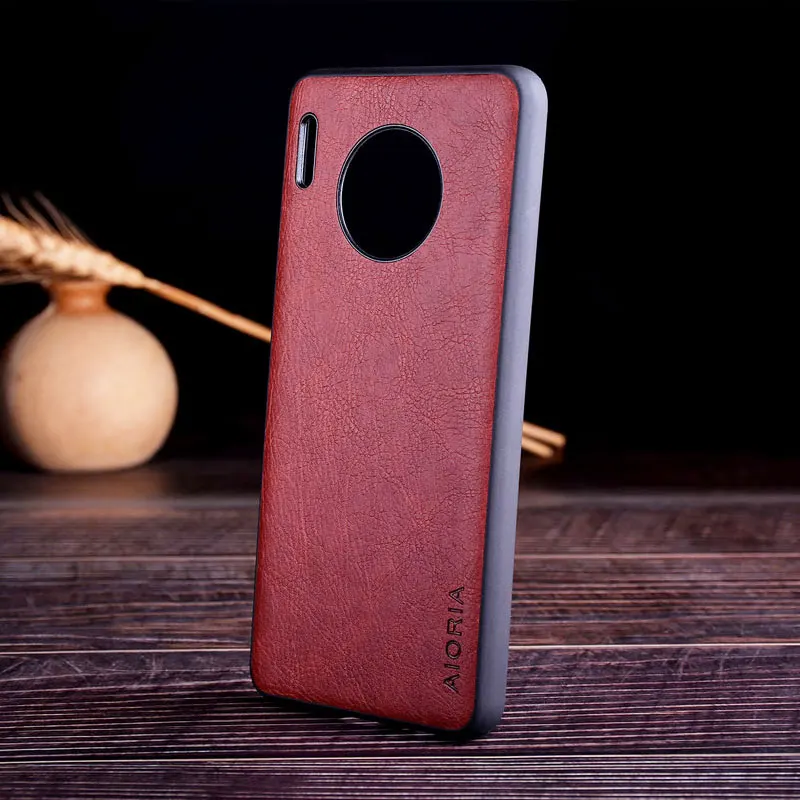 Чехол для huawei mate 30 pro funda роскошный винтажный кожаный мягкий ТПУ Жесткий чехол из