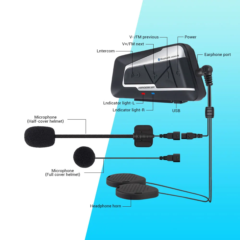 1200 м Bluetooth Interfono Moto interfano Auricolare Impermeabile Senza Fili di Interphone|Наушники для шлемов| |