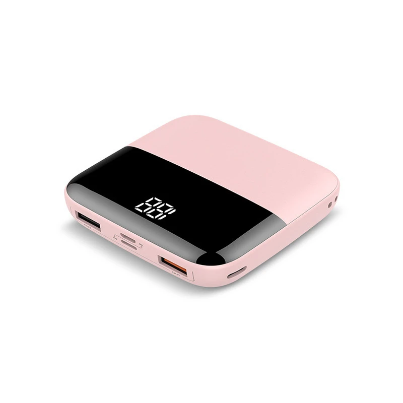 Pink Vogek мини банк питания 10000 мАч светодиодный дисплей внешний портативный Тип C зарядное устройство повербанк двойной USB для iPhone huawei samsung - Цвет: Pink