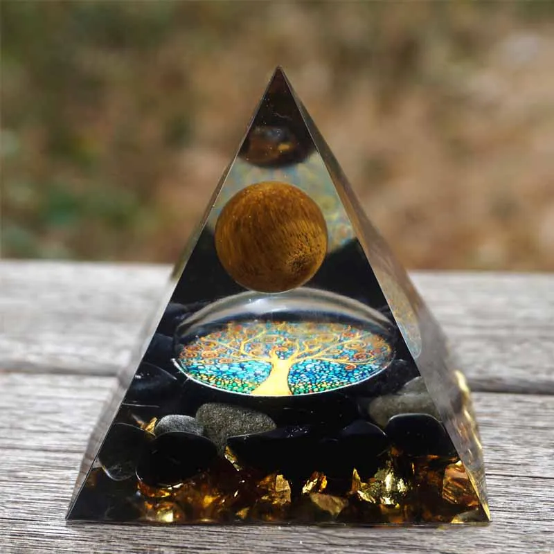 

Orgonite Pyramid Yoga Orgone Energy Converter Obsidian Soothe The Stone That Change The Magnetic Field Of Life Resin Jewelry