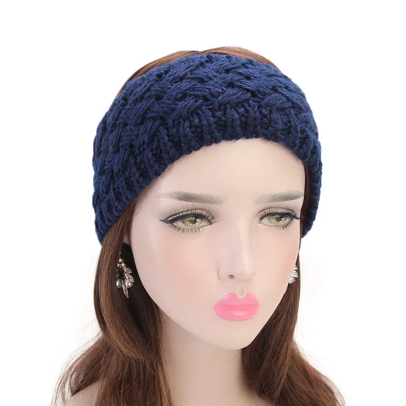 Новые женские эластичные зимние теплые шерстяные вязаные широкие повязки на голову ручной работы в стиле тюрбана для волос.
