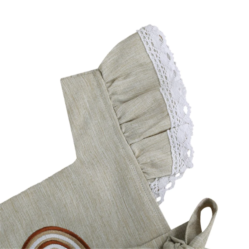 Комбинезон для девочек с радужной вышивкой Летний комбинезон без рукавов