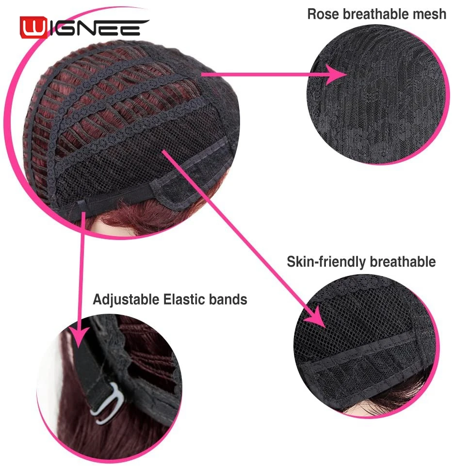 Wignee 6 дюймов 99J короткие человеческие волосы парик для черных/белых женщин Remy