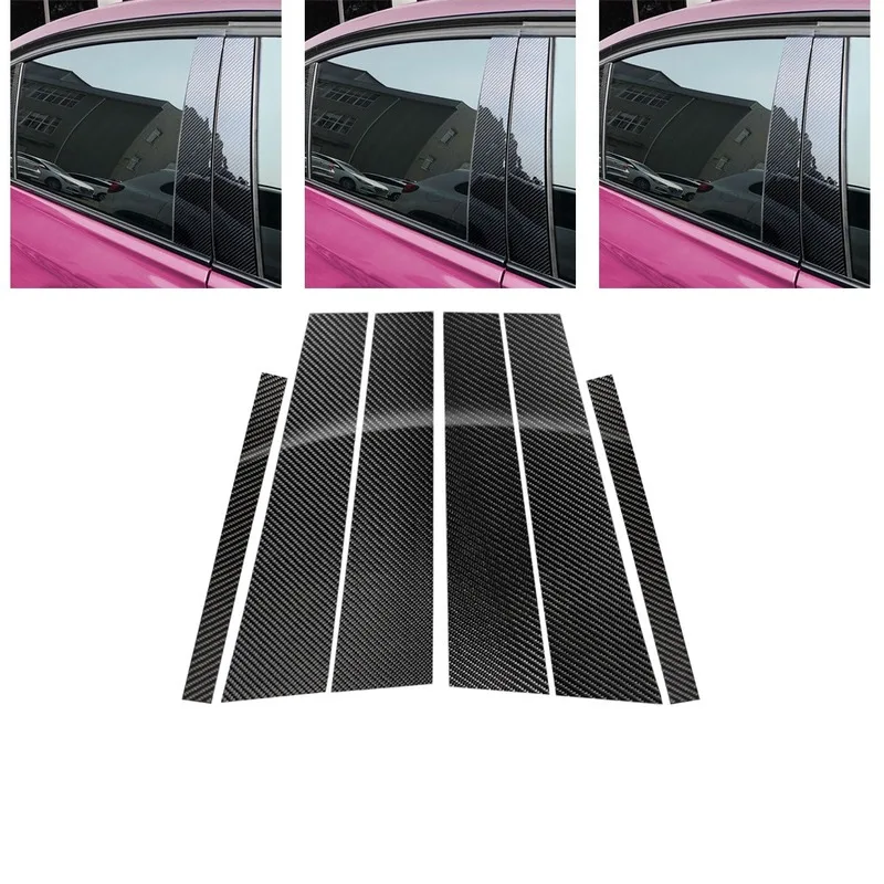 

BOOMBLOCK Carbon Fiber Car Window B C Pillar Sticker Trim Cover Emblem Accessories Styling For Mercedes Benz C class 2015-2018