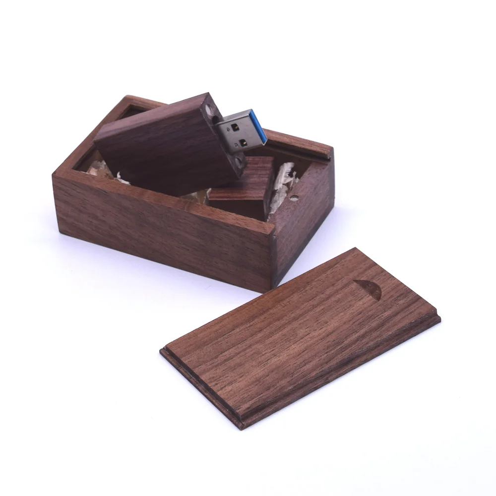 Walnut with box 3.0 Деревянная USB флеш-накопитель с реальным объемом, Пользовательский логотип, ручка-накопитель с деревянной коробкой, 32 ГБ, 64 ГБ, 128 ГБ, USB 3,0, флешки, память USB - Цвет: Walnut with box 3.0
