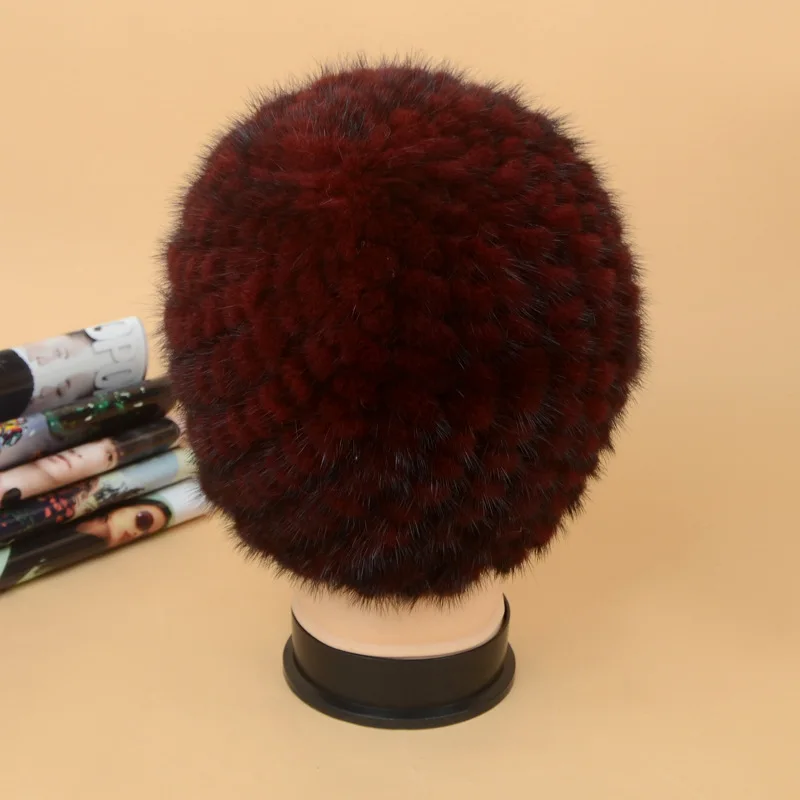 Шапка из натурального меха норки с высококачественной вязаной замшевой меховой