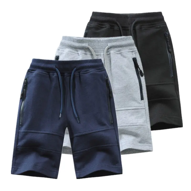 

Children Boys Shorts 2021 Summer Zipper Pocket Design Kids Casual Knitted Shorts For Boys 3 4 6 8 10 12 14 Years Clothing Dwq240