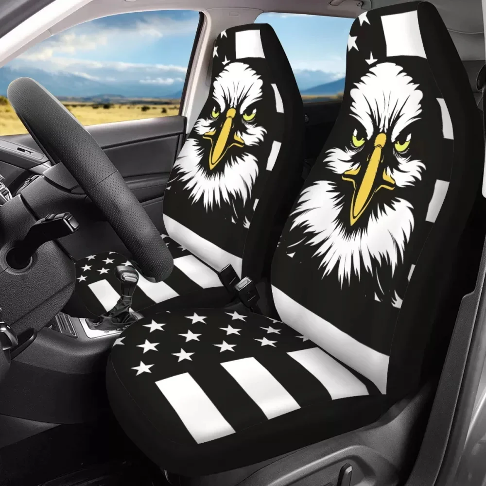 

Комплект чехлов для автомобильных сидений INSTANTARTS, комплект из 2 предметов, с американским флагом и готическим черепом, защита переднего сиде...