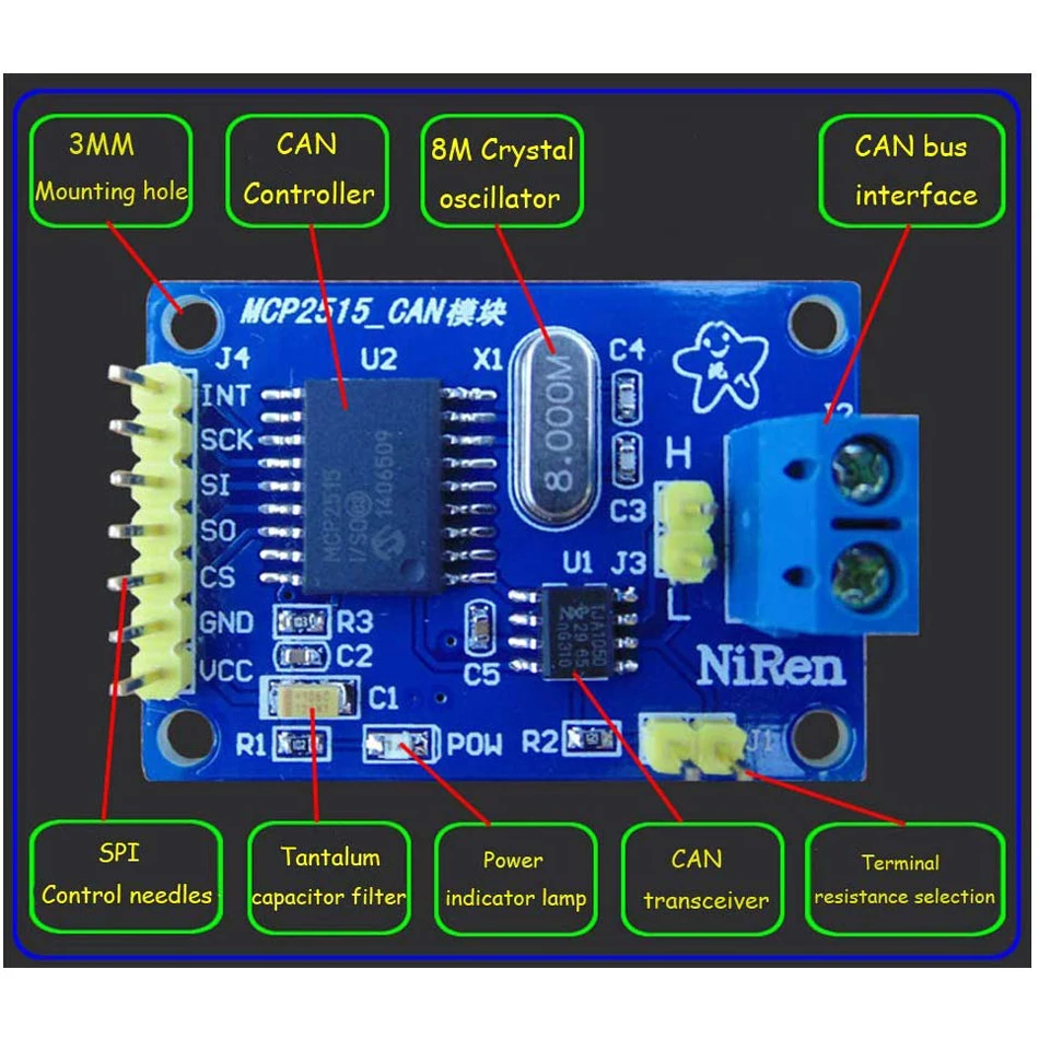 MCP2515 CAN Bus модуль TJA1050 приемник SPI для 51 arduino Diy Kit MCU контроллер рычага|Интегральные