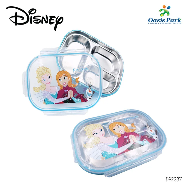 

Original Disney tableware children's baby 304 stainless steel insulated lunch box sealed leak-proof student 3 grid plate