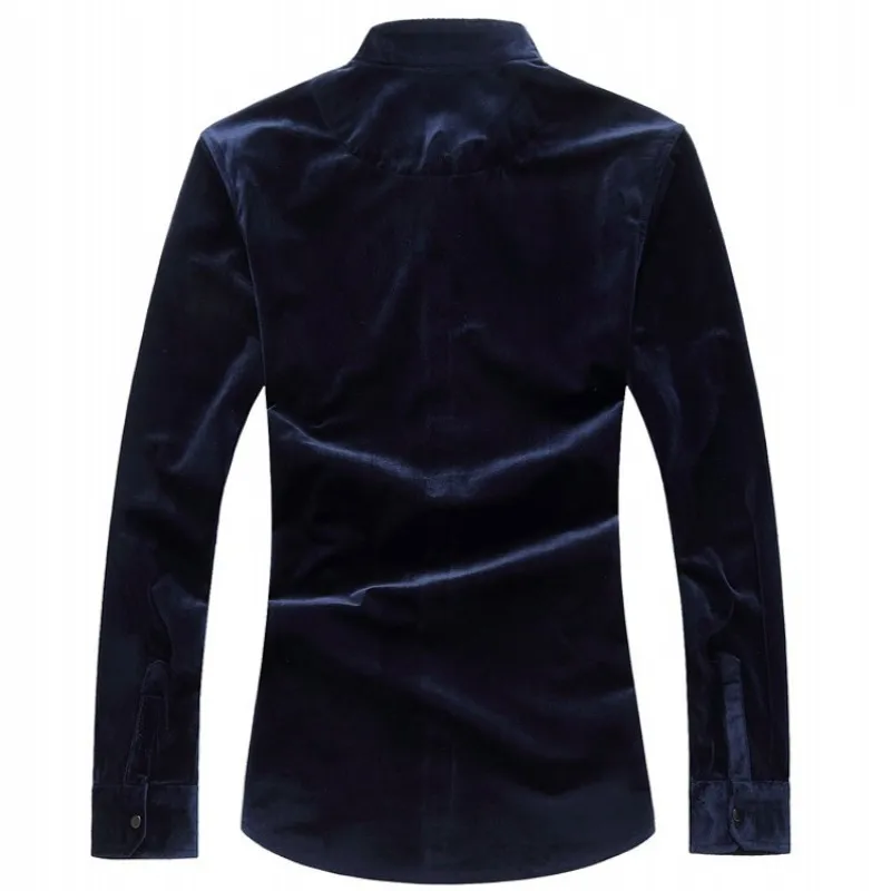 

Зимние мужские вельветовые повседневные корейские облегающие деловые рубашки с воротником-стойкой и длинными рукавами для работы в офисе, ...