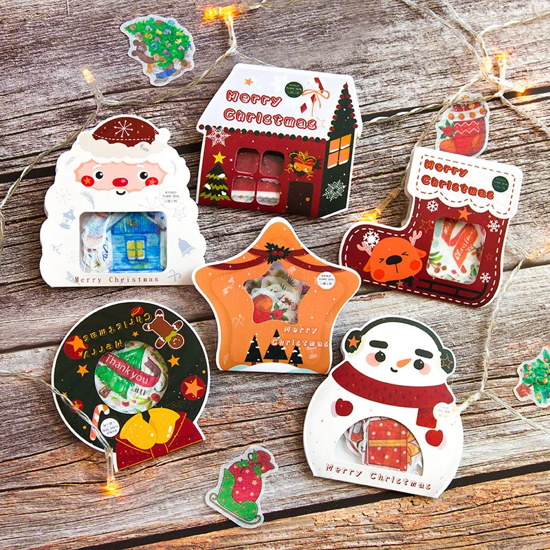 

40 Pcs/Set Cute Christmas Snowman Elk Socks Star Decorative Stickers Scrapbooking DIY Diary Album Sticker Label