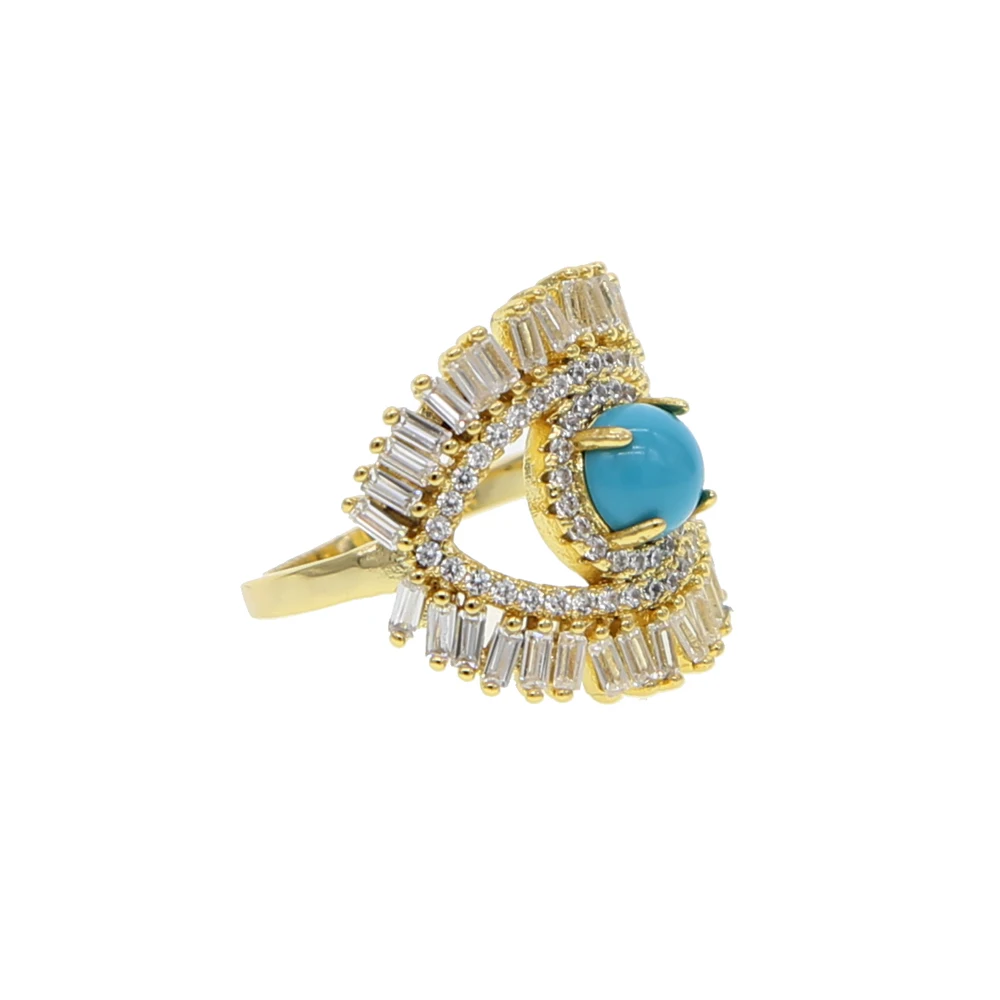 Золотое покрытие высокое качество Круглый Синий огненный опал драгоценный