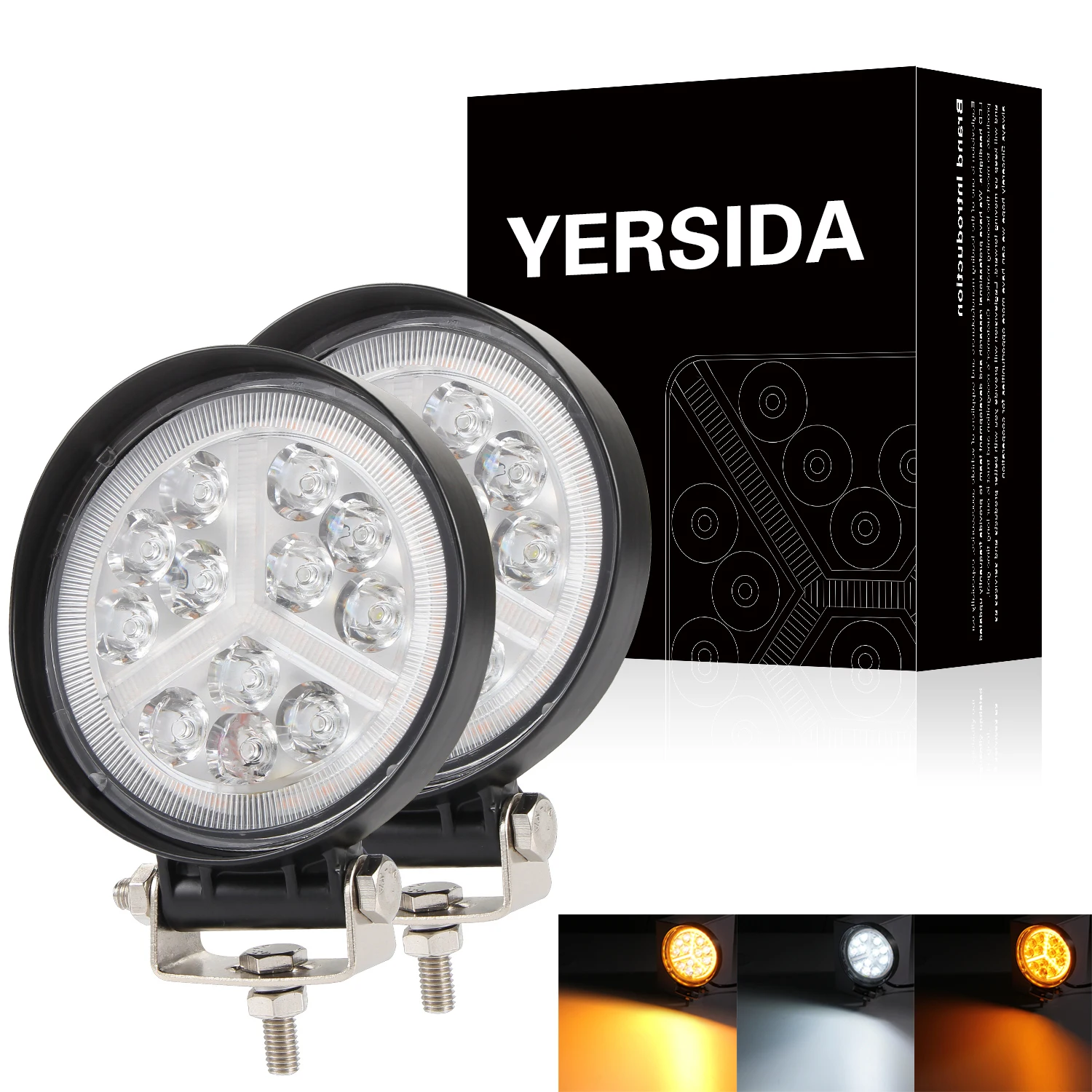 

YERSIDA 4inch Round LED Light Bar led working light Strobe 12v 24v for tractor Headlight Led Offroad 4X4 LED car Accessories