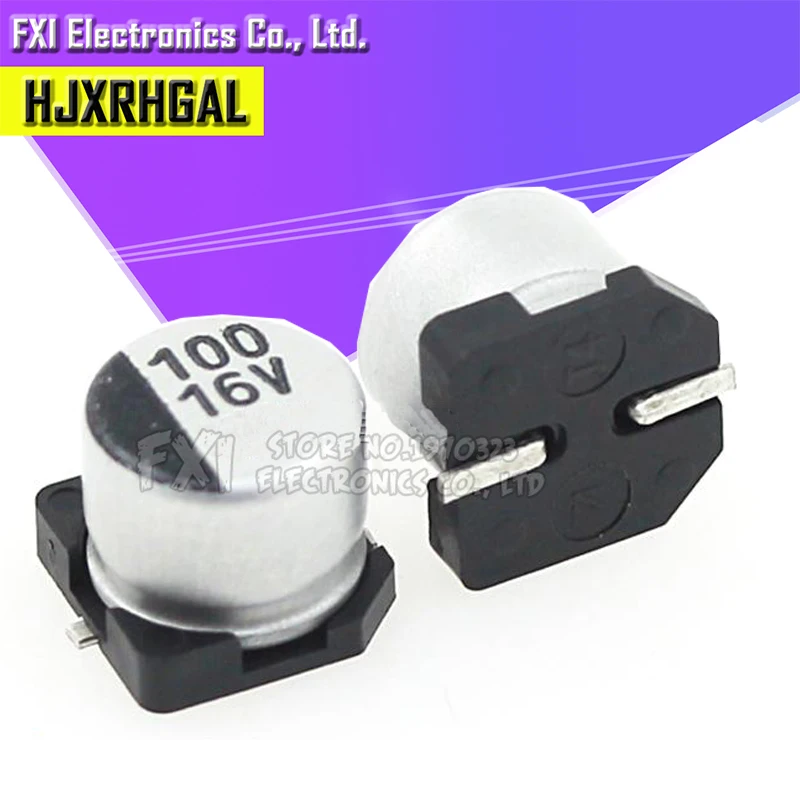 10 шт. электролитический конденсатор с алюминиевой крышкой, 16v100uf 6,3*5,4 мм SMD алюминиевый электролитический конденсатор с алюминиевой крышкой, 100 мкФ 16v