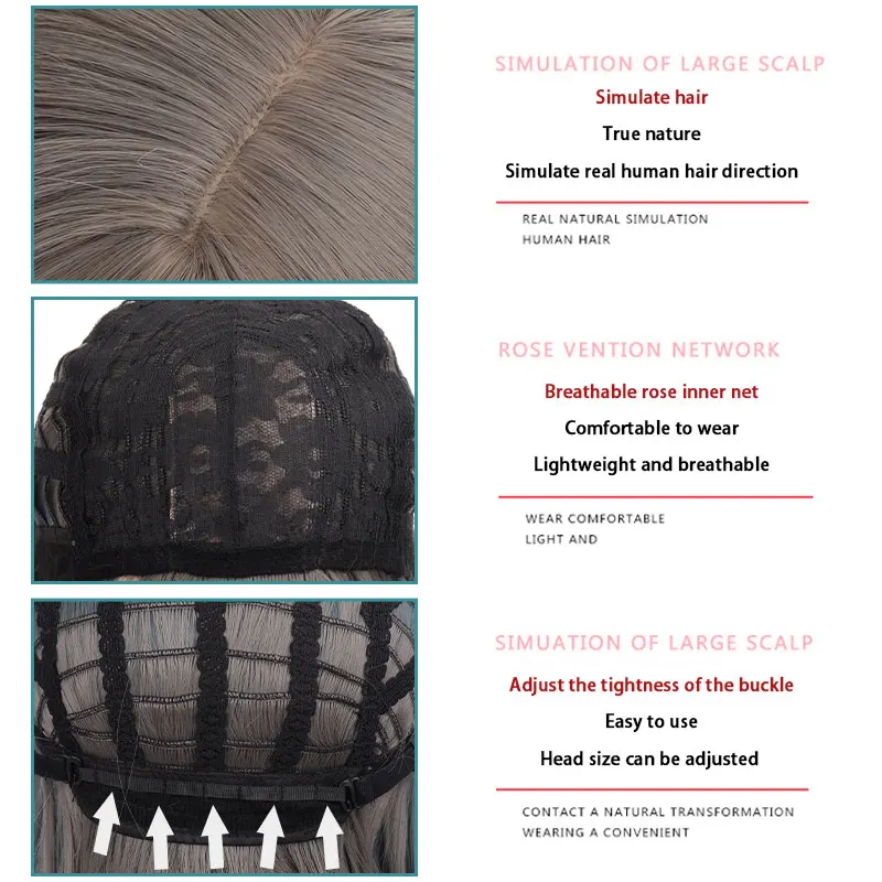 

MANWEI 40 CM Long Straight Wig Short Silver Bob Wigs With Bangs High temperature resistant fiber synthetic wig suitable AS women