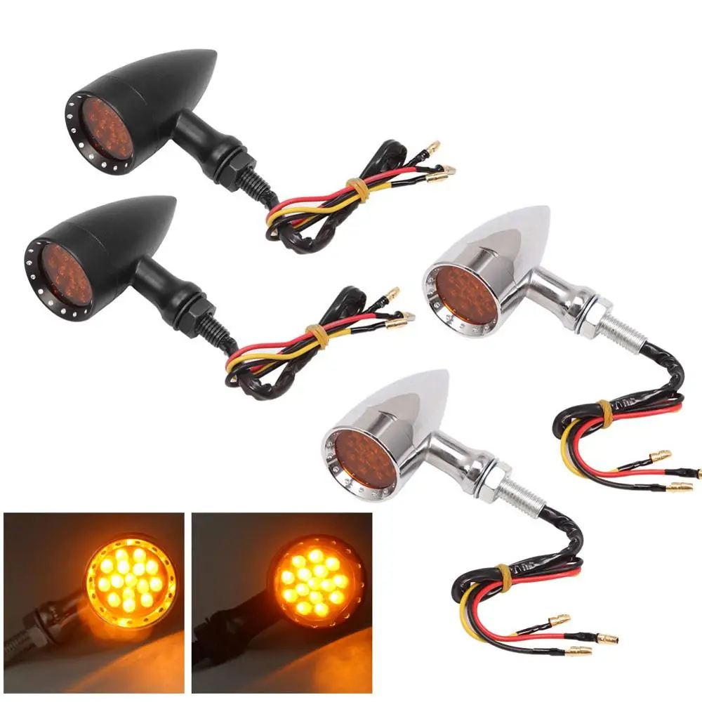 Мотоцикл Кафе Racer Bullet LED указатель поворота Стоп-сигнал сетчатый объектив