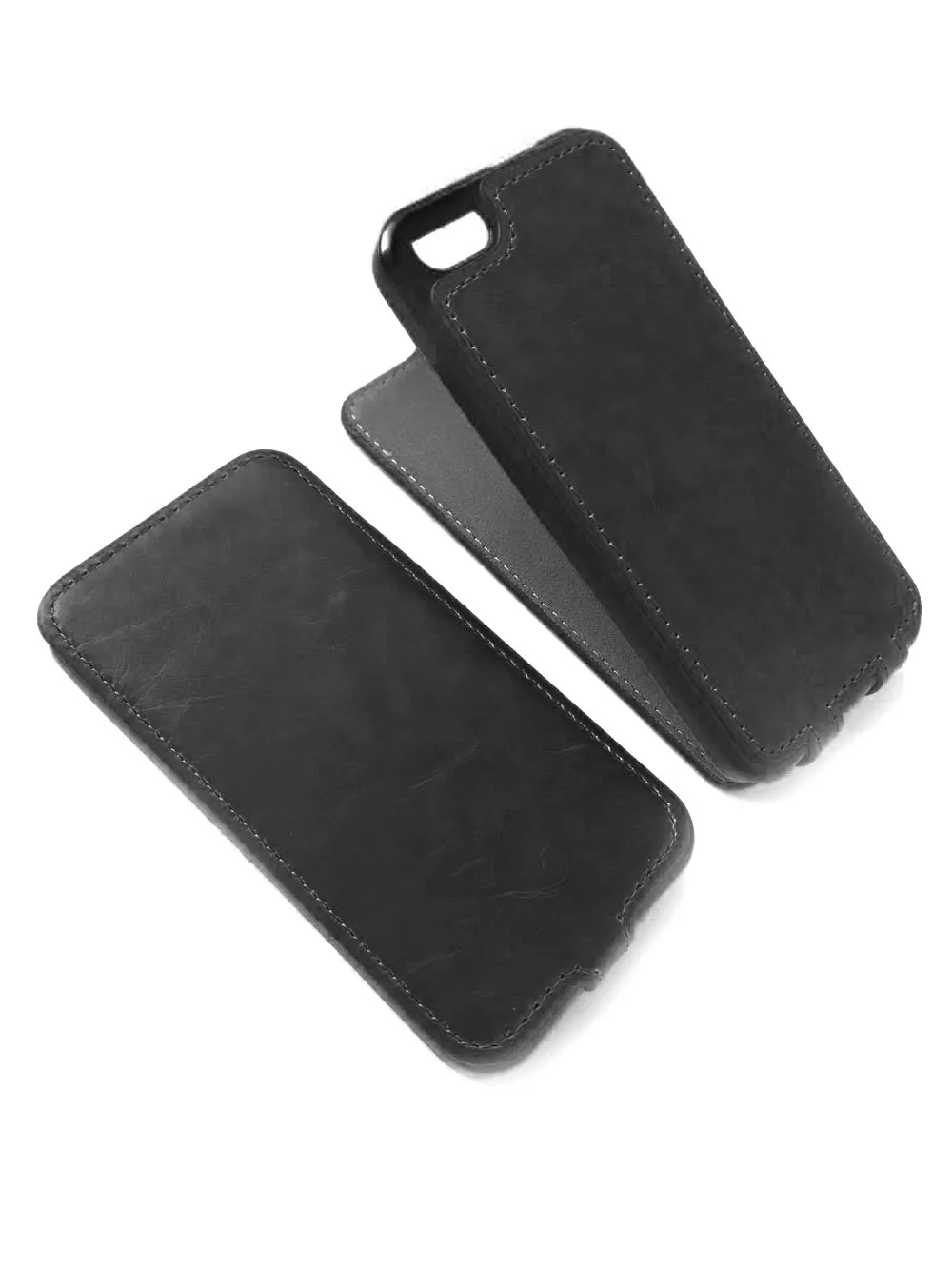 Чехол откидной из эко кожи Apple iPhone 5/5s/5se черный|Бамперы| |