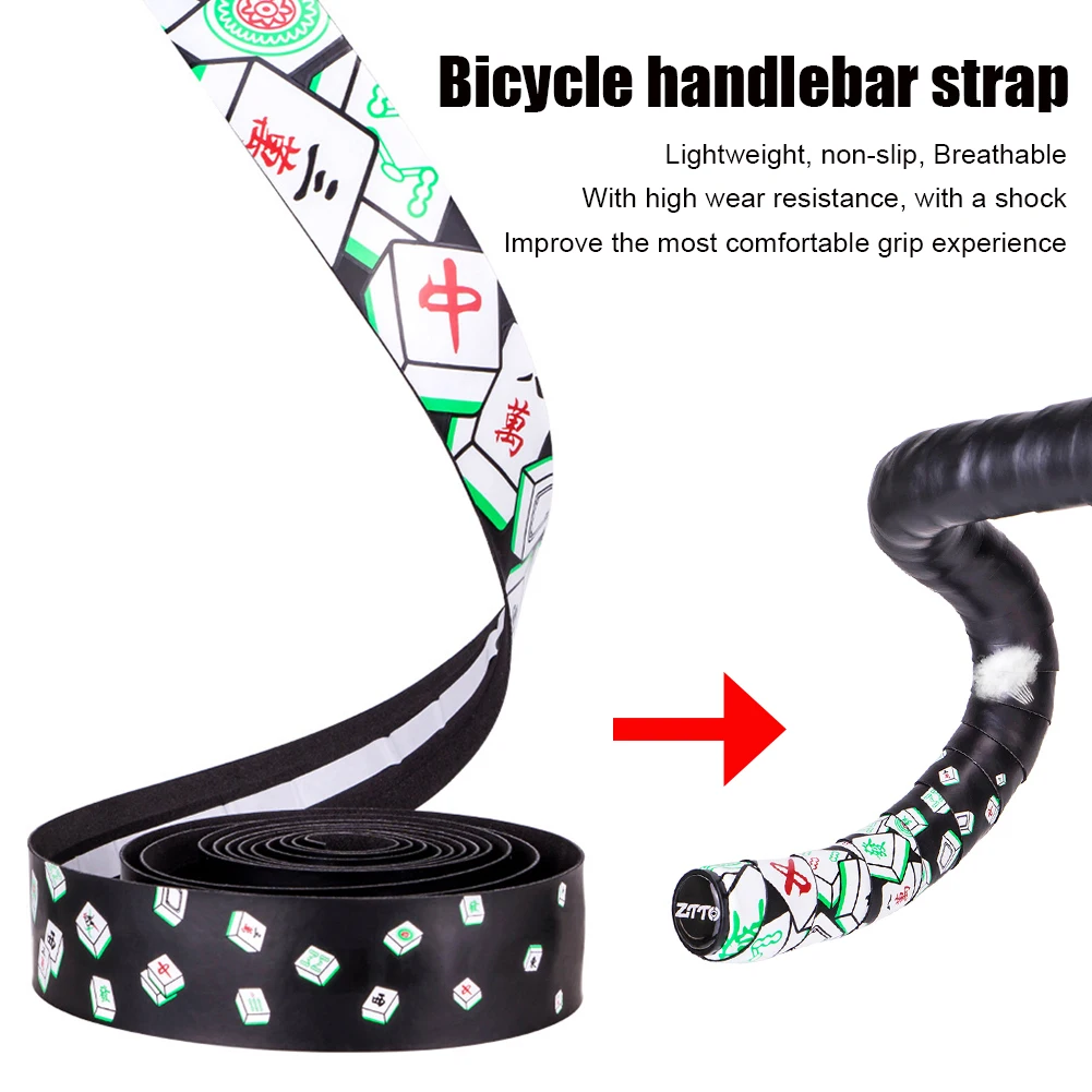 

Road Bike Handlebar Tape Mahjong Patterns EVA Anti Slip Handlebar Tape Shock Absorber with Bar End Plugs Bike Accessories