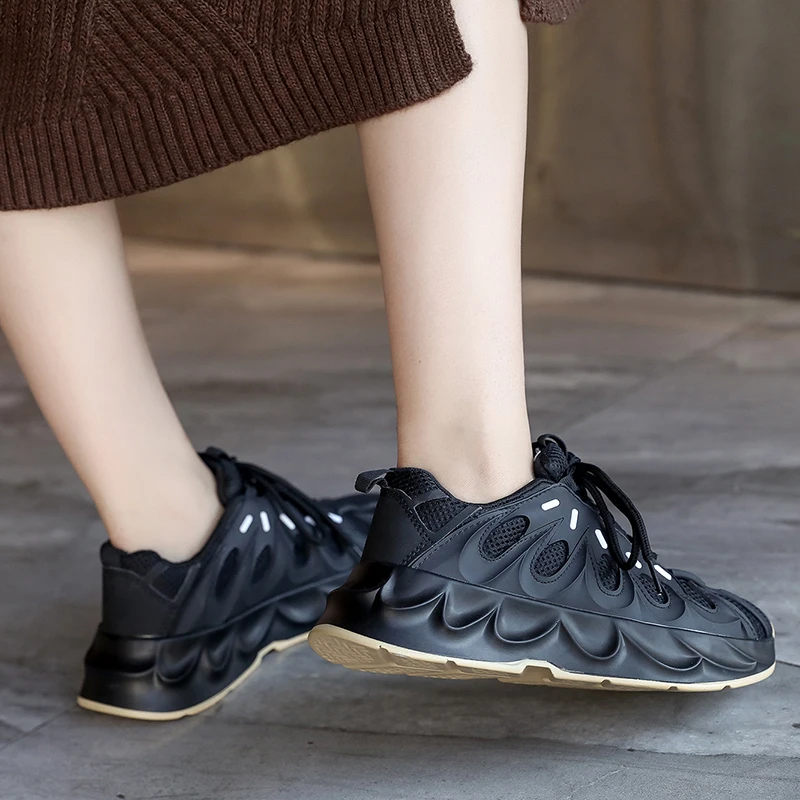 Rimocy 2019 осень из сетчатого материала на платформе сникерсы черного цвета женская