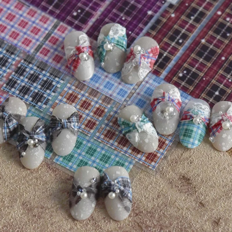 

High Quality 5D Nail Art Stickers Adhesive Sliders White Black Polka Dot Lace Design DIY Nail Decals Foils Wraps Decoration 2021