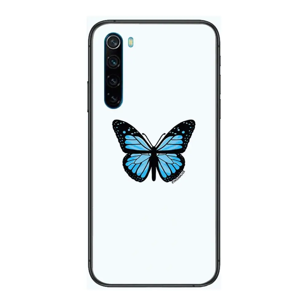 

Butterflies and flowers cartoon Phone Case For XiaoMi Redmi Note 9S 8 7 6 5 A Pro T Y1 Anime Black Cover Silicone Back Pretty