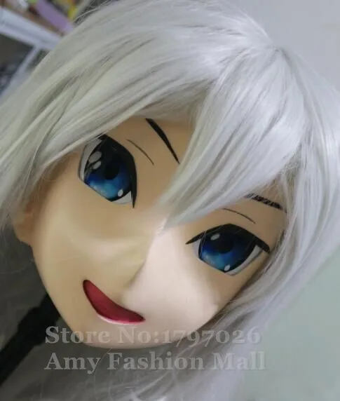 

100% Handmade Silicone Full Head Kigurumi Masks Cosplay Blue Eyes Crossdresser Kigurumi Mask with Wig Can Customized