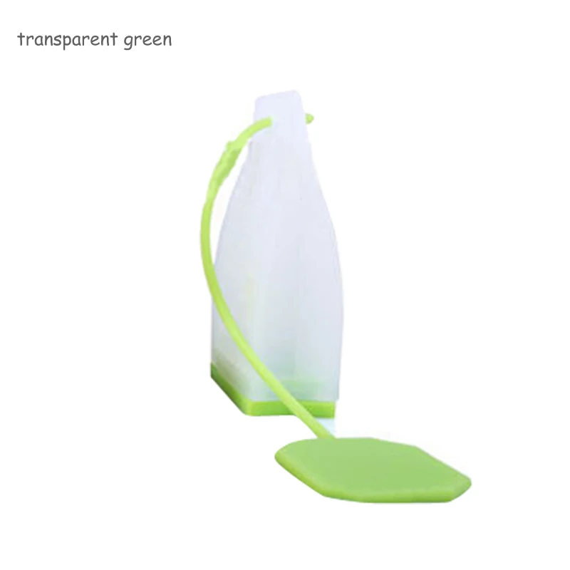transparent green Фильтры, ароматизированные травяные чайные принадлежности, чайные заварники, пищевого качества, силиконовые чайные пакетики, ситечки для чая, кухонные инструменты для дома - Color: transparent green