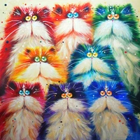 diamond embroidery colorful cat diy 5d dimond painting picture by numbers a picture of rhinestones for needlework mosaic drawing