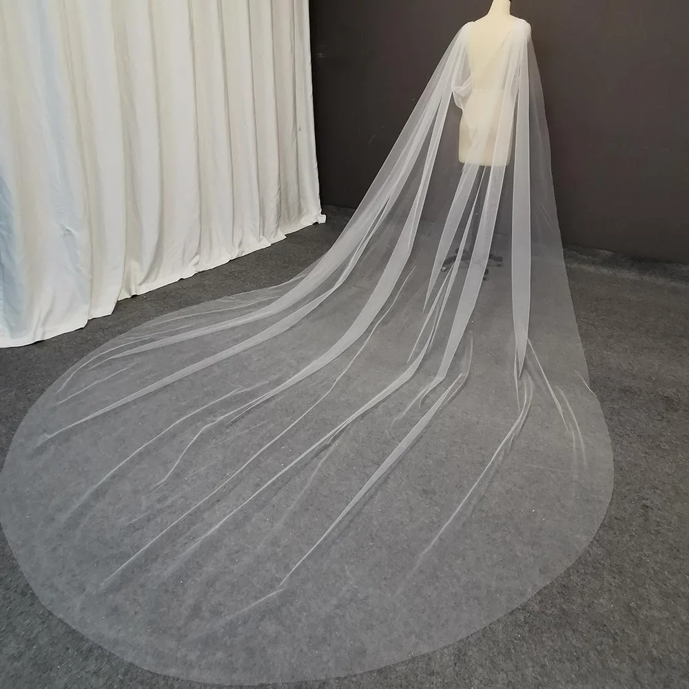 Элегантная простая Тюлевая Свадебная накидка длиной 3 5 метра мягкая