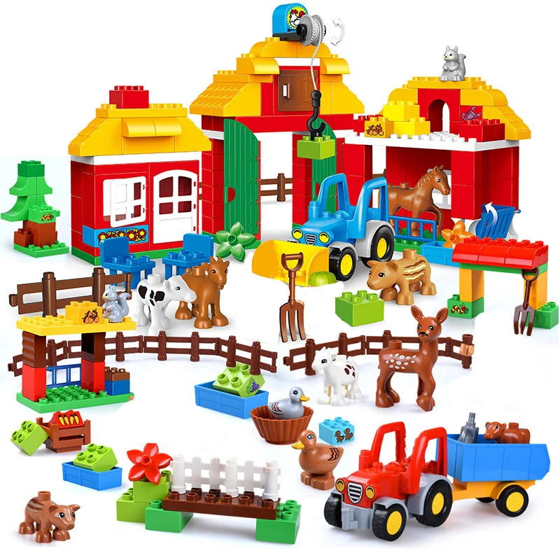 Строительные блоки с большими частицами веселая ферма городская пожарная